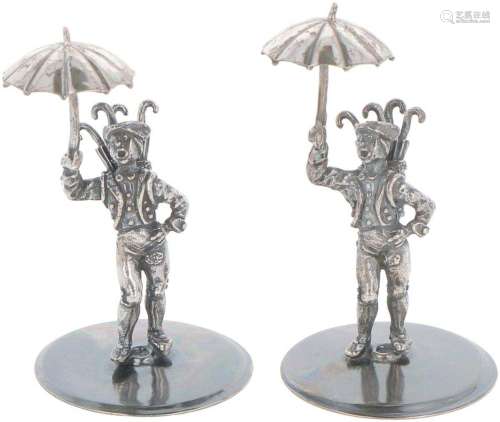 (2) piece lot miniature umbrella sellers silver.