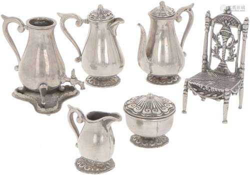 (6) piece lot miniatures silver.