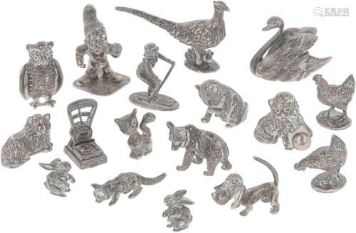 (17) piece silver miniatures.