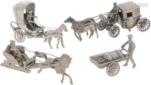 (4) piece lot miniatures silver.