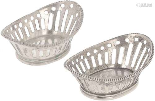 (2) piece set miniature baskets silver.