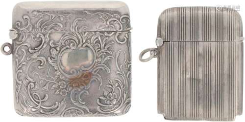(2) piece lot of tinder boxes / vesta cases silver.