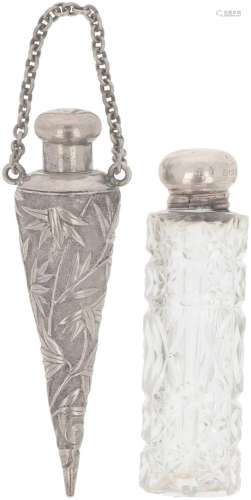(2) Piece lot of perfume bottles silver.