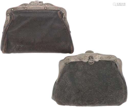 (2) leather wallets silver.