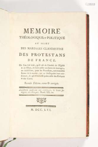 [PROTESTANTISM] Collection of 3 works. 1756. 3 works in 1 vo...