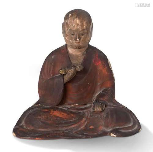 Japon, fin de la période Edo Statuette en bois laqué