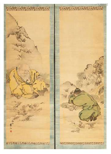 Japon, période Edo (1603-1868), XVIIIe siècle Deux kakemono ...