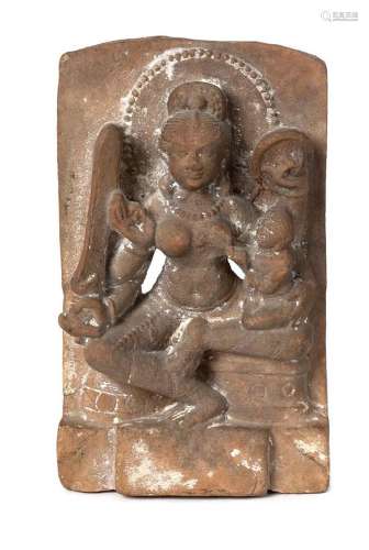 Inde médiévale, XIIe - XIIIe siècle Stèle en grès beige rosé