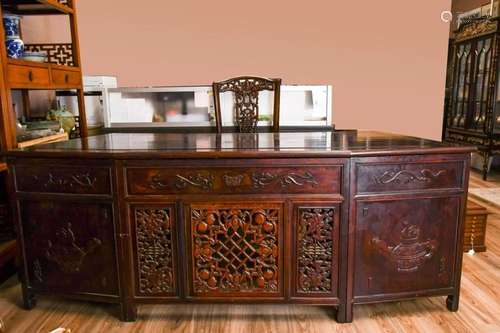 A Set of Hardwood Table and Chair 20thC