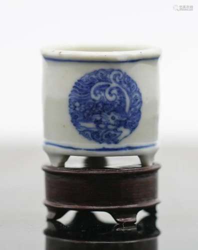 A Chinese Blue and White Censer W/Stand 18thC