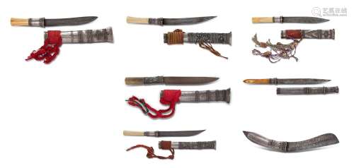Birmanie-Laos, vers 1900 Ensemble de sept petits poignards a...