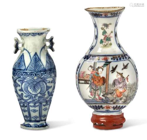 Chine, XIXe siècle Vase d'applique en porcelaine et éma...