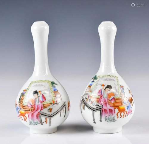 A Pair of Famille Rose Vases, Republian Period