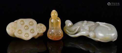 Two Jade & An Agate Carvings