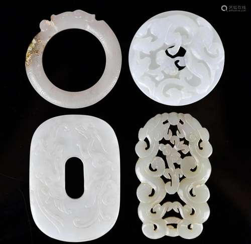 Three Chinese Jade Plaques and A Jade Loop