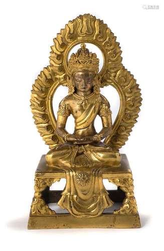 Tibet, XVIIIe siècle Statuette en bronze doré