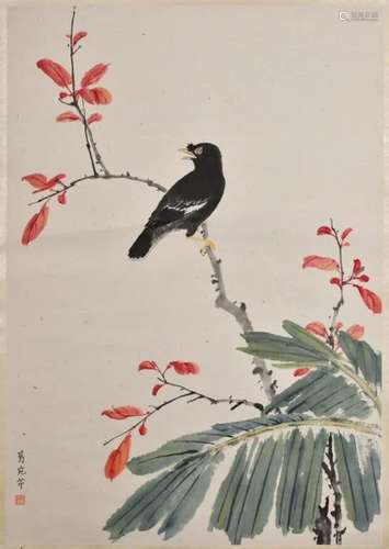 Ge Wanqin Starling & Chen Wuchi Tiger, Hanging Scroll