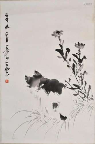 Wang Yun (1888-1934) Cat Hanging Scroll