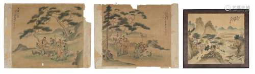Chine, XXe siècle, - à étudier Deux peintures sur soie à l&#...