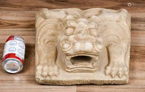 A Large Chinese Stone Carved Qilin Head, Ming