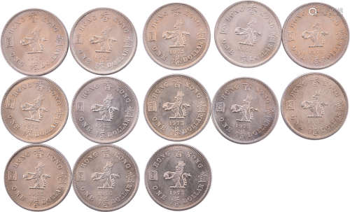 香港 QEⅡ$1 1972x5, 1973x8。合共13個