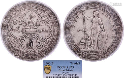 英國1900B 貿易站洋(港光) $1 銀幣 #42281386