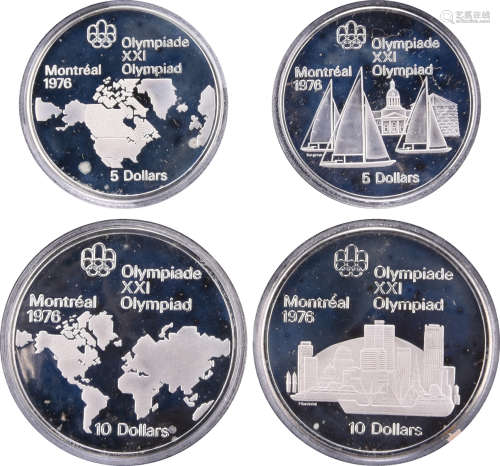 加拿大1976年 QEⅡ 奧運紀念銀幣(一套4個 精裝 ≌5oz) #A016660 連...