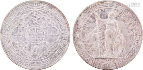 英國1910B 貿易站洋(港光) $1 銀幣