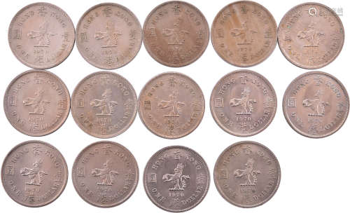 香港1970年 QEⅡ$1 共14個