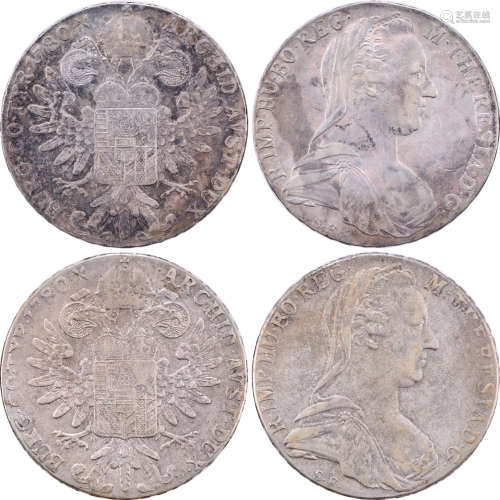 奧地利1780年 大公國(大肥婆) 銀幣 共2個