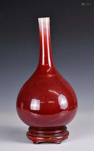 A Red Glazed Long Neck Vase 18th C