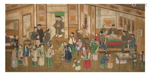 Chine, fin XIXe siècle Peinture à l'encre et couleurs s...