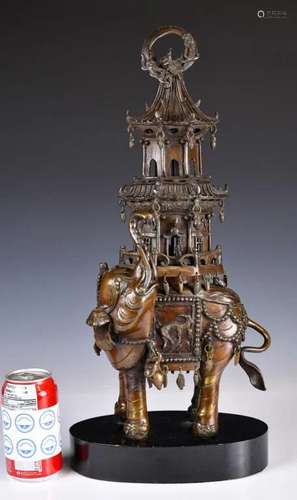 A Chinese Brozen Elephant Ornament, Republican Per