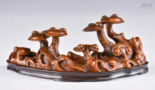 A Bamboo Carved Linzhi Brush Rest Republican Period