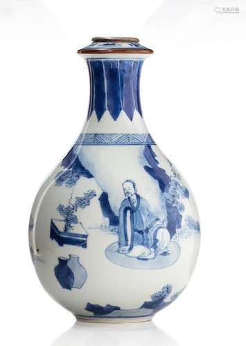 Chine, période Qing Vase piriforme en porcelaine blanche