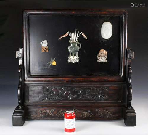 A Chinese Hardwood Screen Table, 19thC