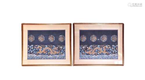 Pair of Dragon Embroidery Hanging Screens