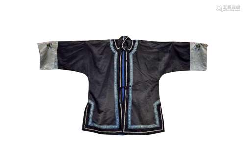 A Black Satin Embroidered Clothing