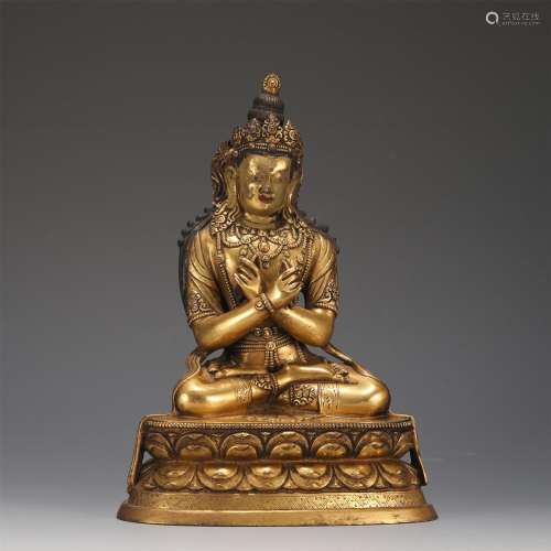 A Tibetan Bronze-gilt Seated Vajradhara