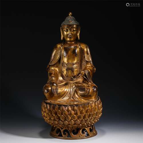 A Gilt-bronze Seated Shakyamuni