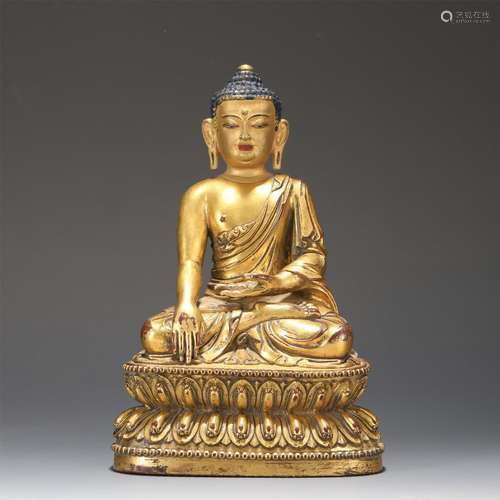 A Gilt-bronze Seated Shakyamuni