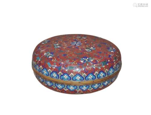 A Circular Cloisonne Enamel Box and Cover