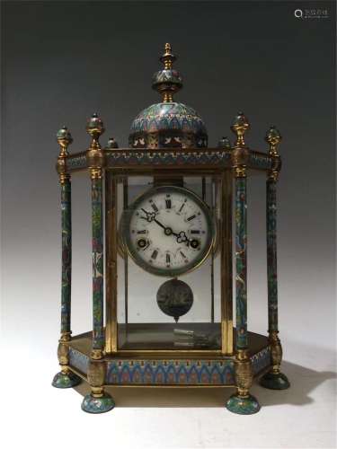 A Cloisonne Enamel mechanical clock