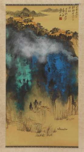 A Chinese Painting of Blue and Green Landscape