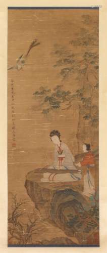 A Chinese Painting of Long Eliza in Garden