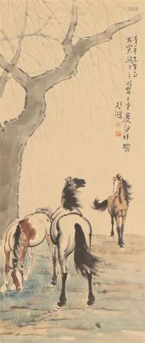 A Chinese Painting of Resting Horses