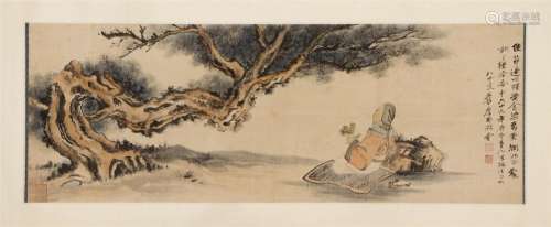 A Chinese Painting Hand-scroll of Scholar Under the Pine