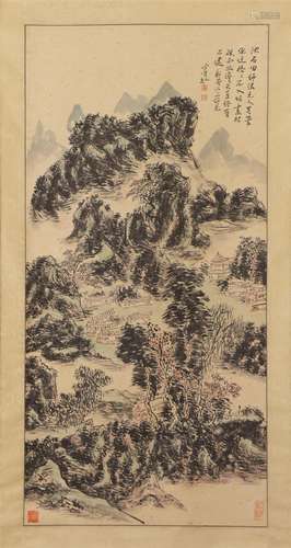 A Chinese Painting of Overlooking Landscape