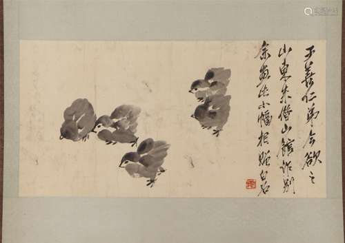 A Chinese Painting of Chicken Group