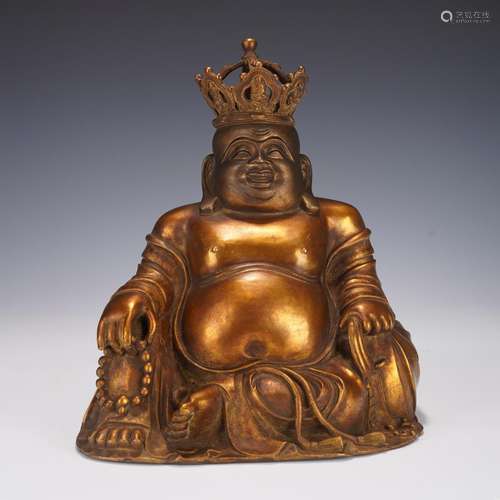 A Gilt Bronze Crowned Maitreya